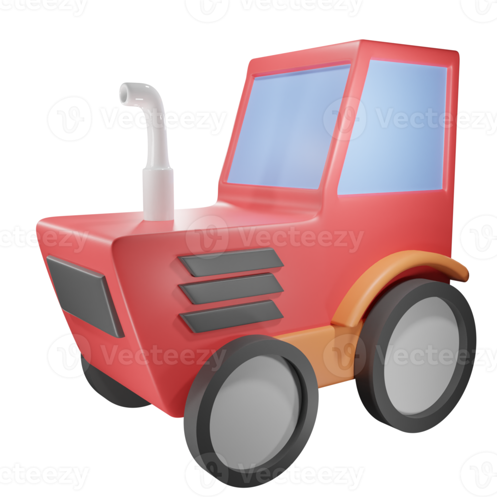 Vue de gauche du tracteur 3d avec fond transparent png