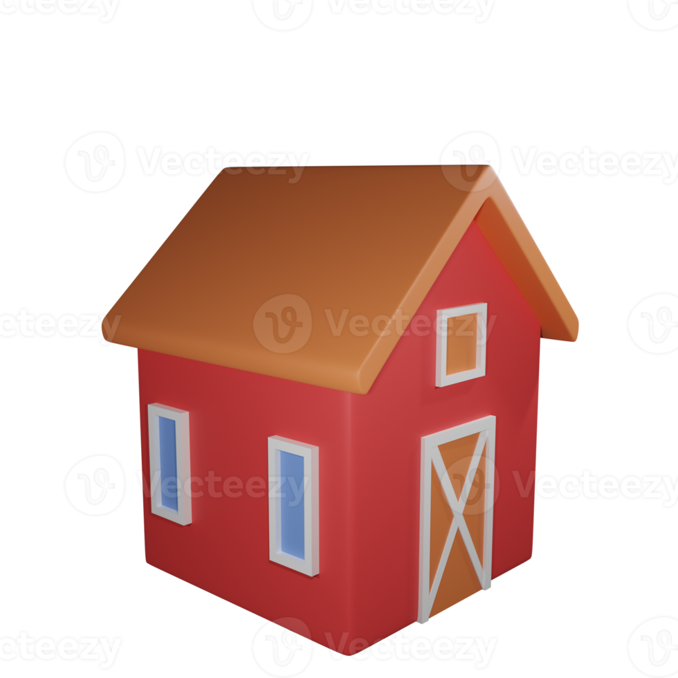 3d barn left side view with transparent background png