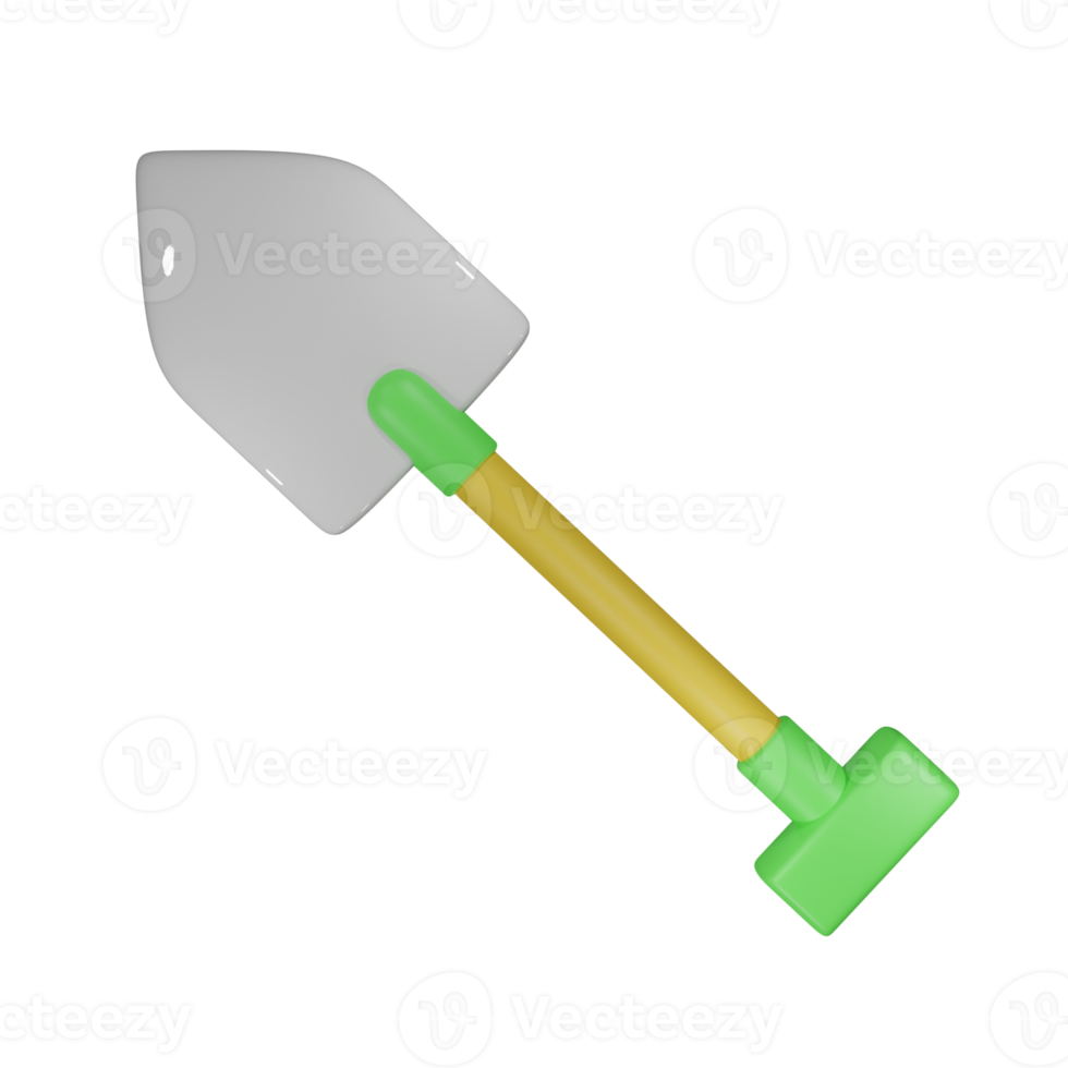 3D-Schaufel vorne drehen Ansicht mit transparentem Hintergrund png
