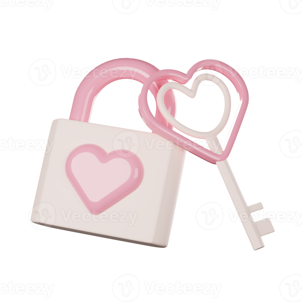 Pink heart with a key, Valentine's Day png