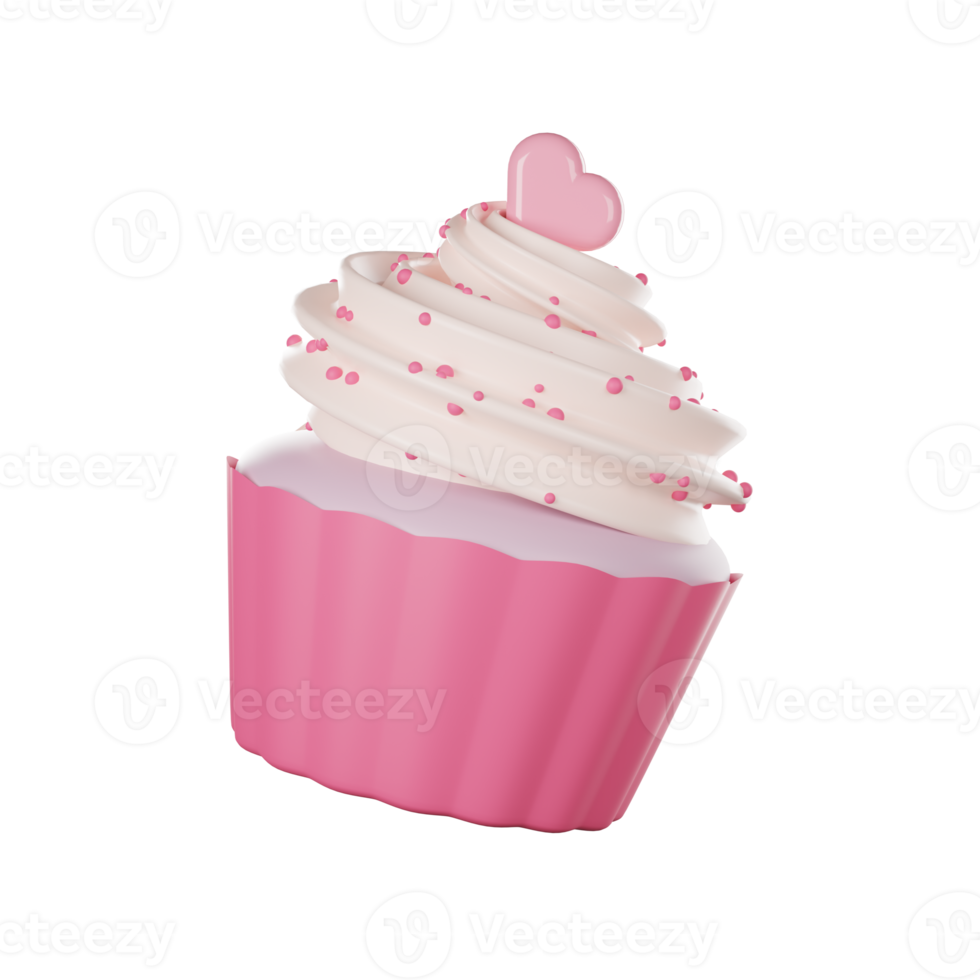 Cupcake with icing, Valentine's Day png