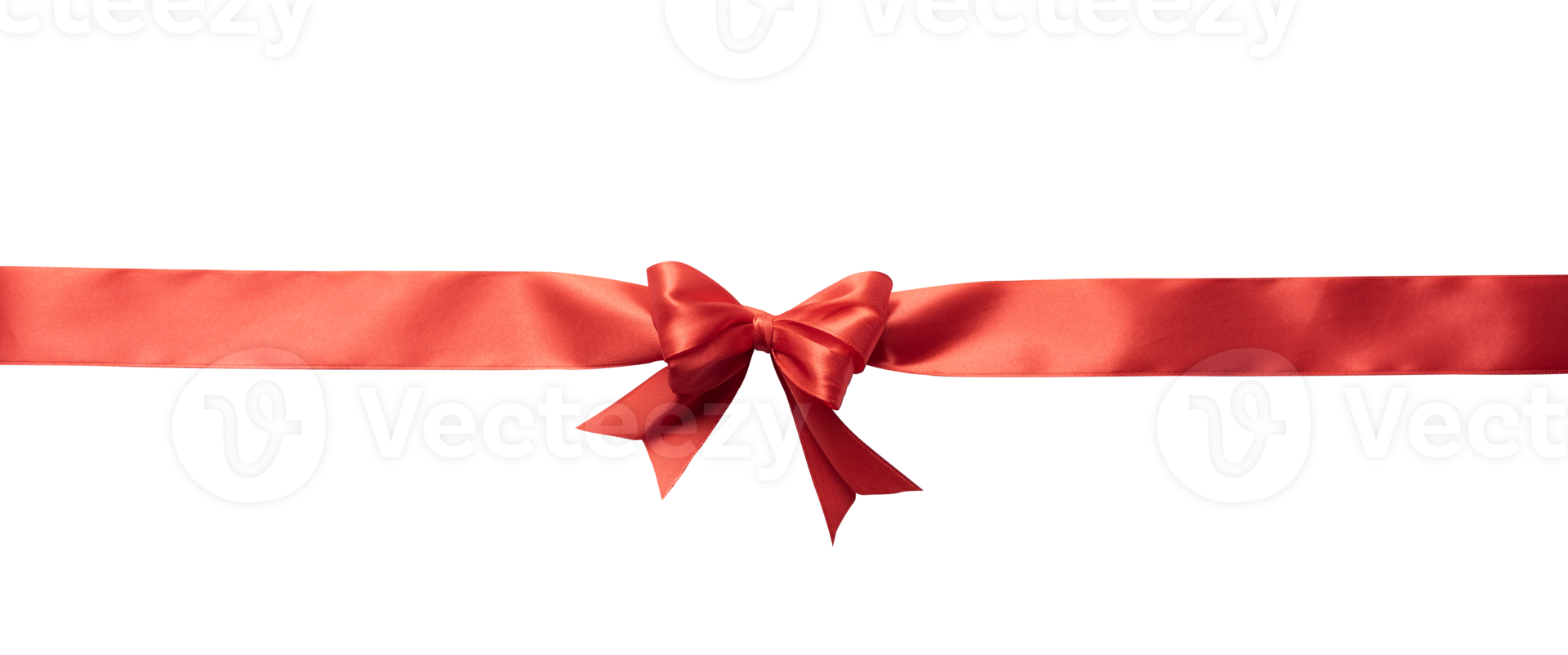 A straight ribbon with a bow to wrap gift box. Red ribbon isolated for design elements png