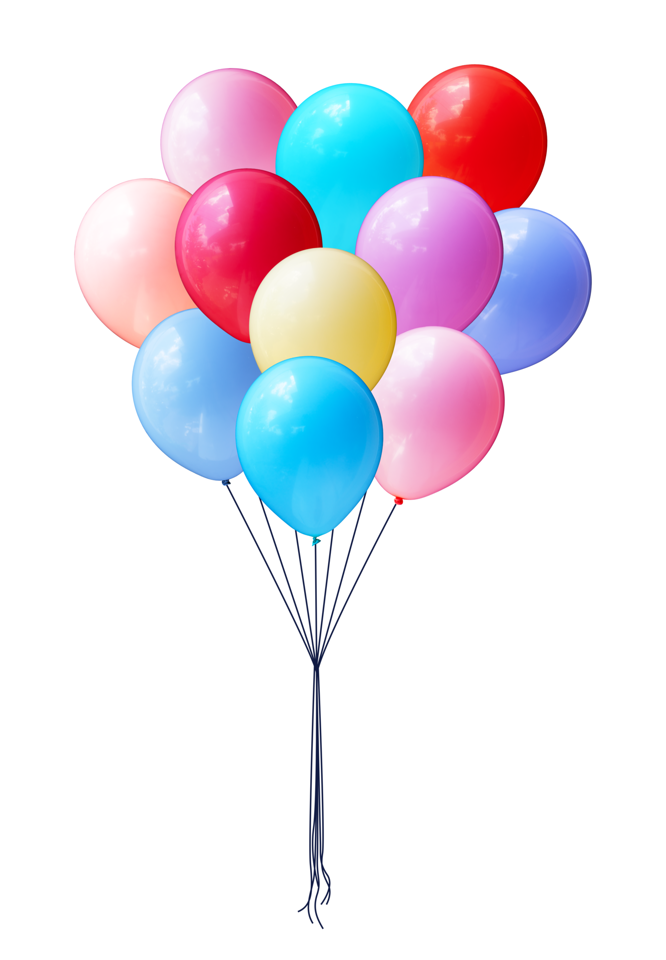 Group of colorful helium balloons on the rope in one tie isolated  background 16586669 PNG