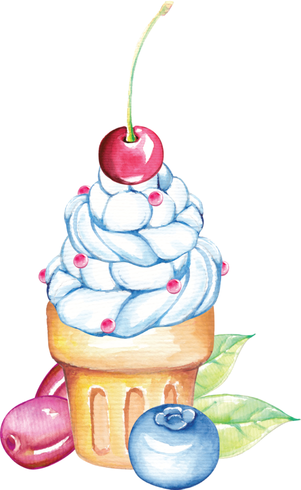 cornet de crème glacée avec cerise sur le dessus png