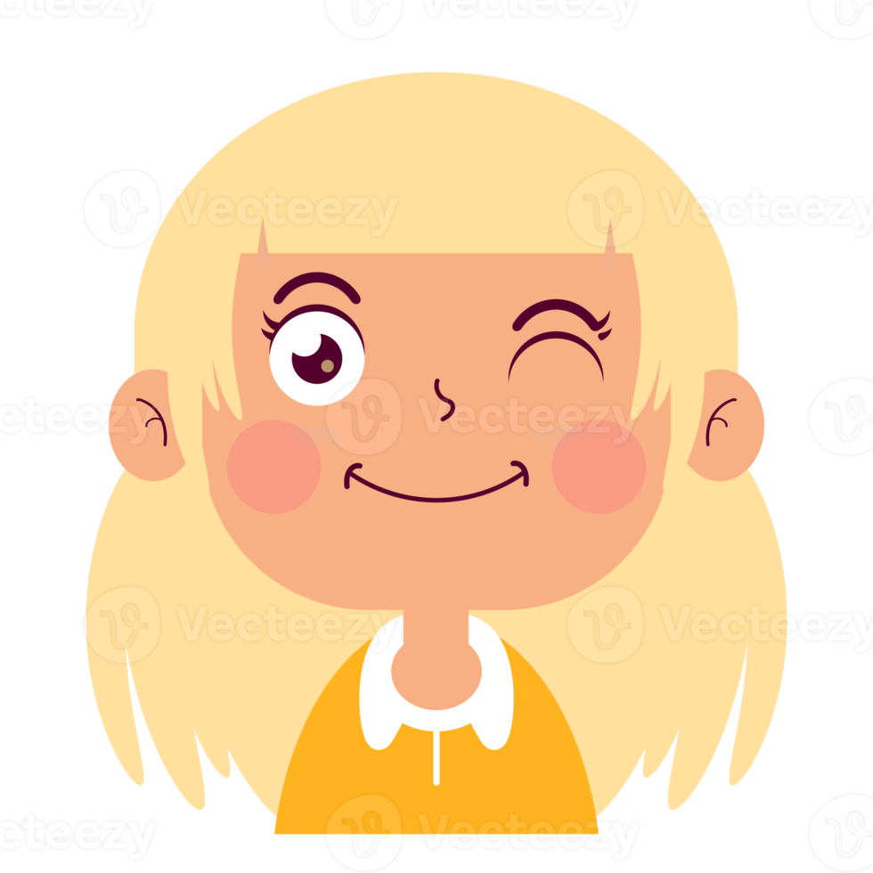 girl happy face cartoon cute png