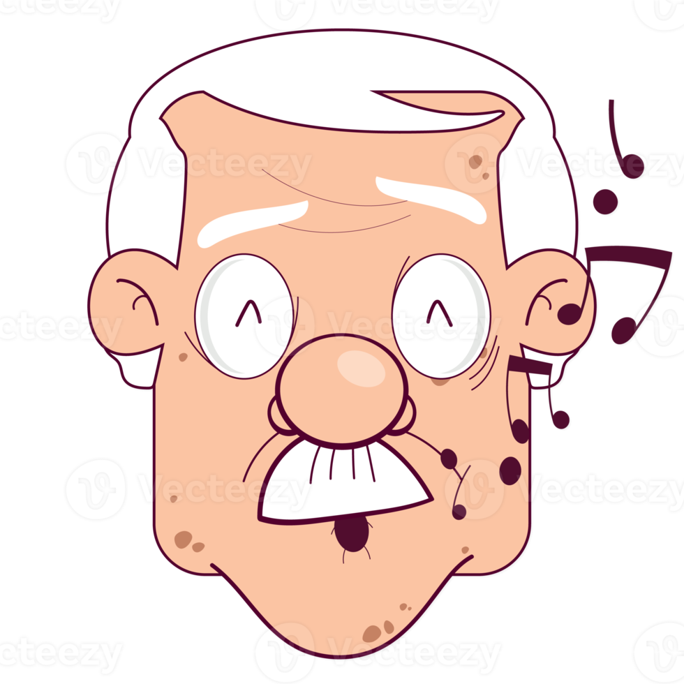 oldman whistling face cartoon cute 16587336 PNG
