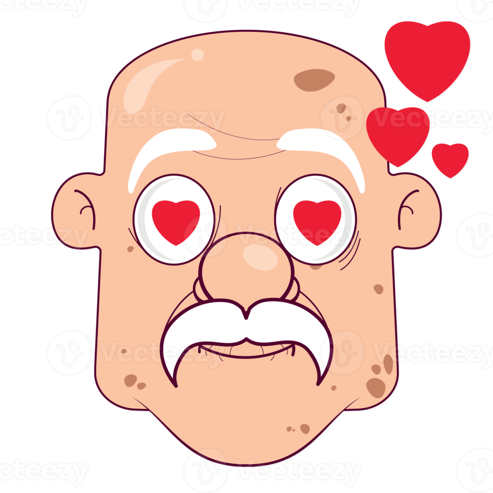 vecchio uomo nel amore viso cartone animato carino png