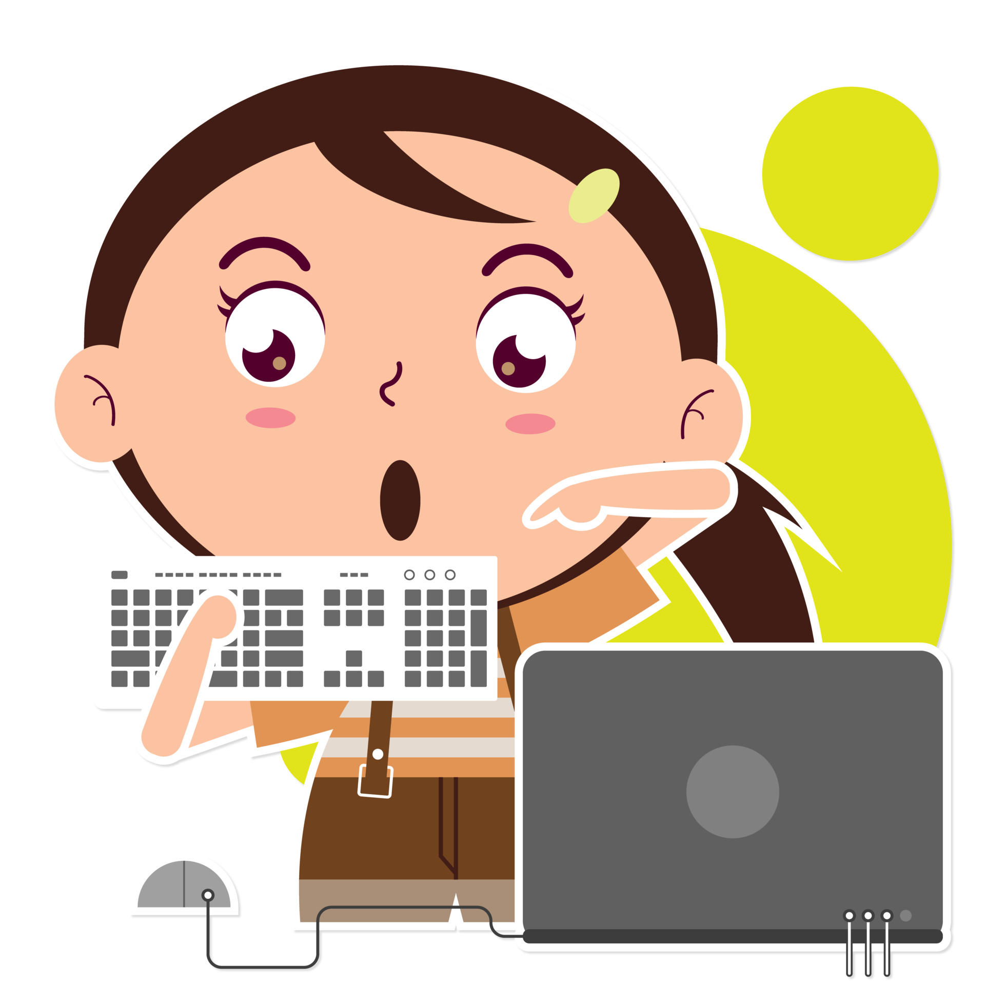 Free girl playing computer cartoon cute 16587362 PNG with Transparent  Background
