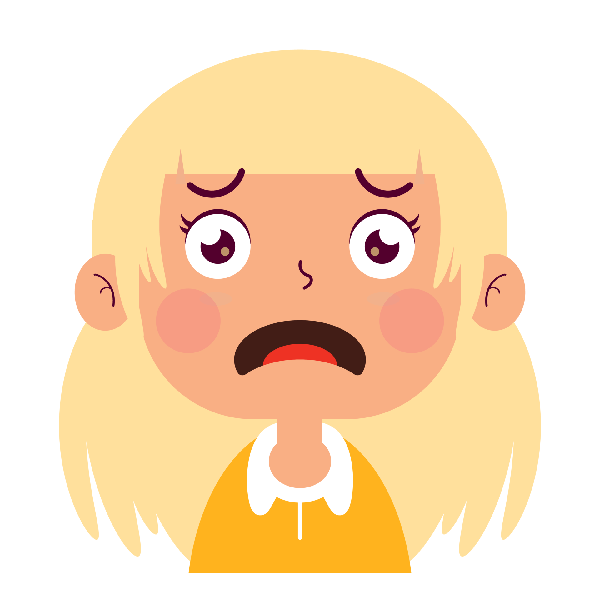 girl scared face cartoon cute 14320022 PNG