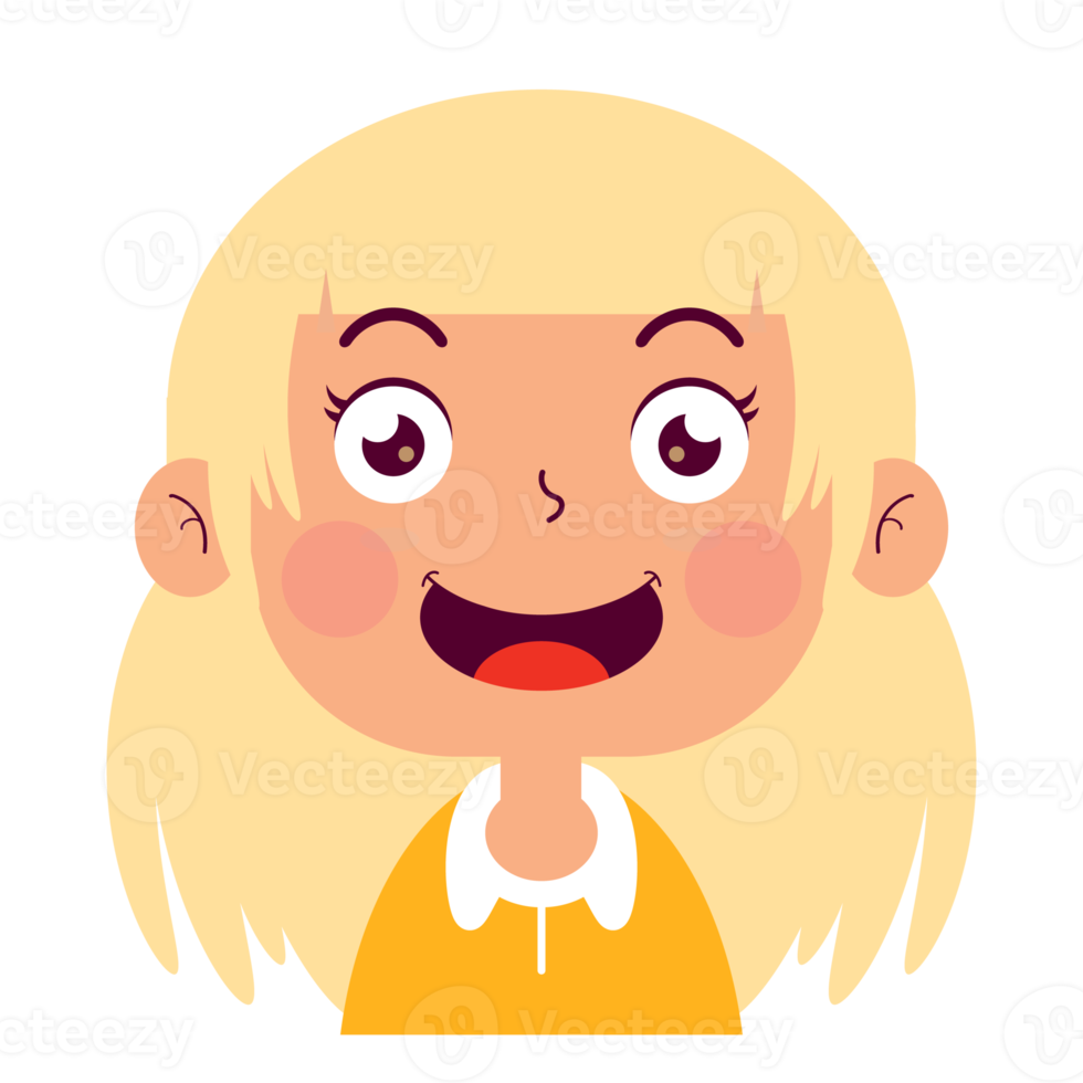 girl happy face cartoon cute png