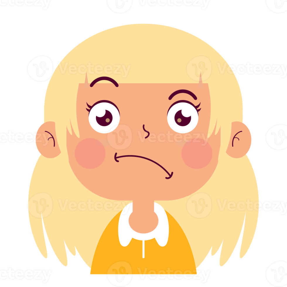 girl doubt face cartoon cute png