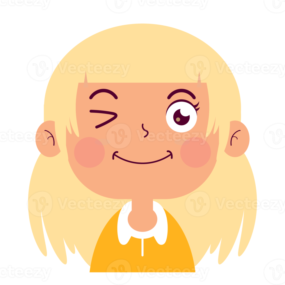 girl happy face cartoon cute png