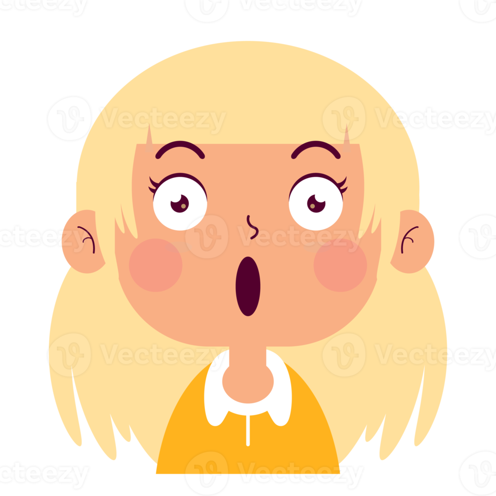 girl surprised face cartoon cute png