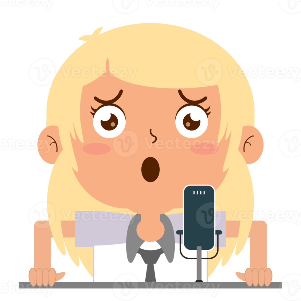 girl surprised face podcast cartoon cute png