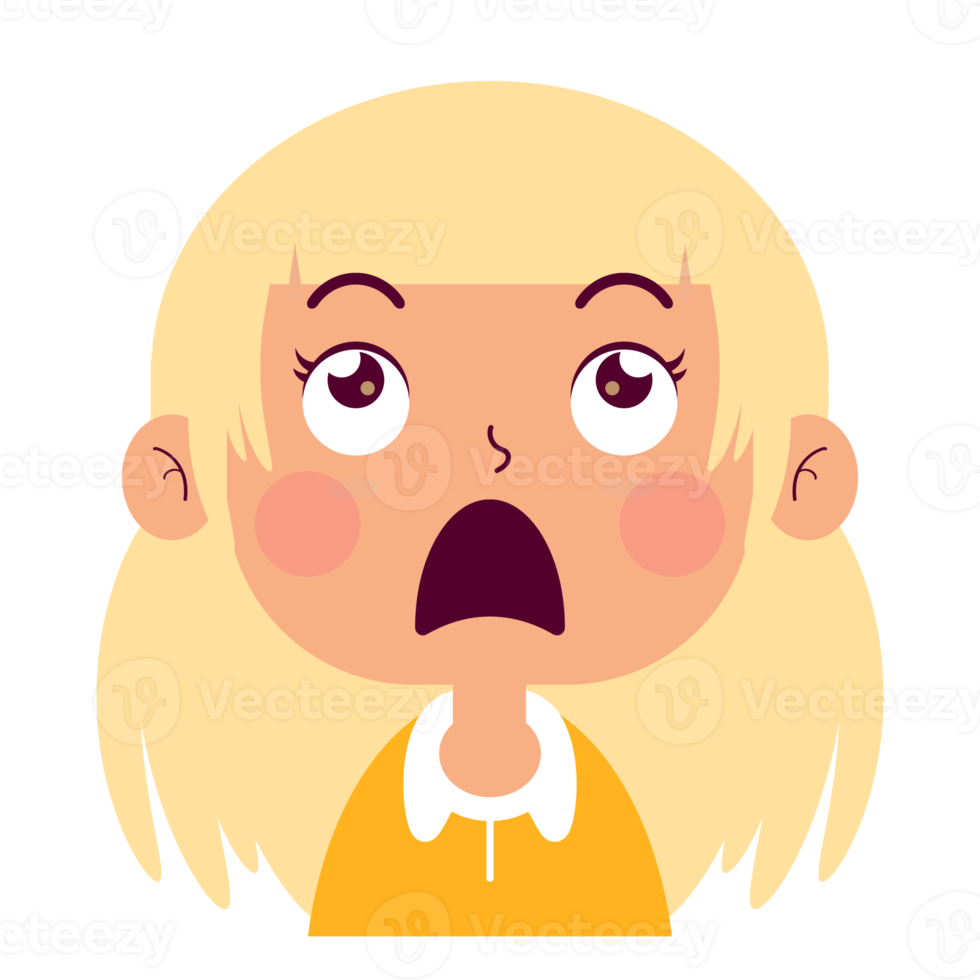 girl surprised face cartoon cute png