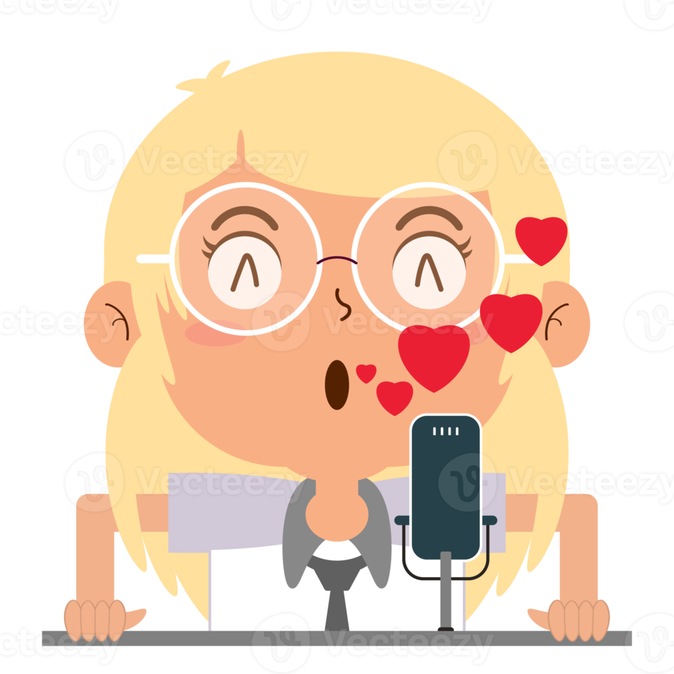 girl talk podcast in love face cartoon cute png