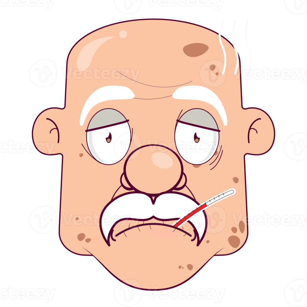 oldman bald boring face cartoon cute png