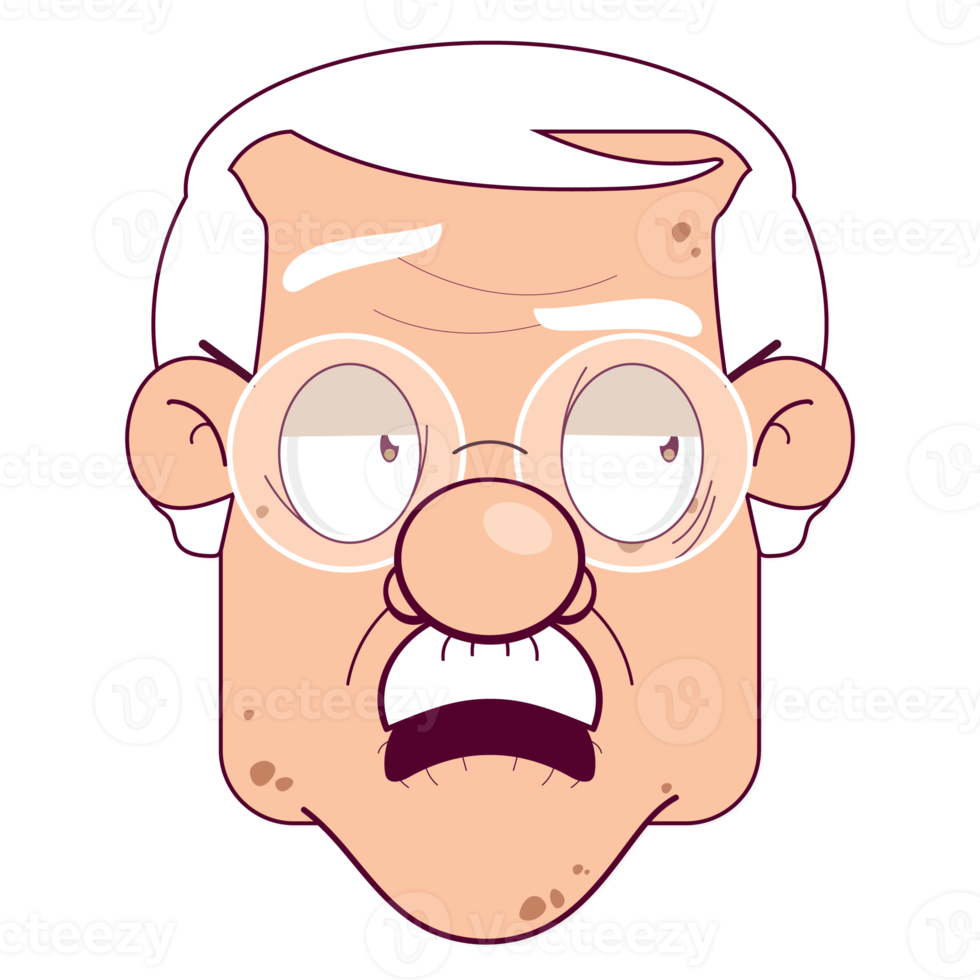 Oldman krankes Gesicht Cartoon süß png