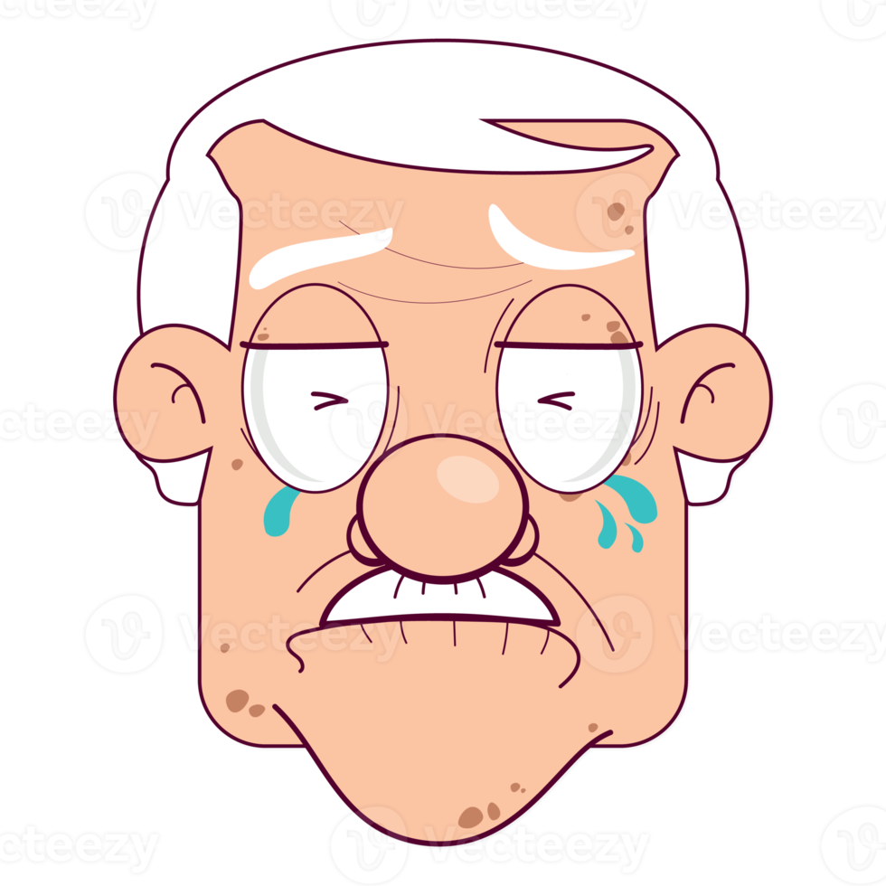 oldman crying face cartoon cute png