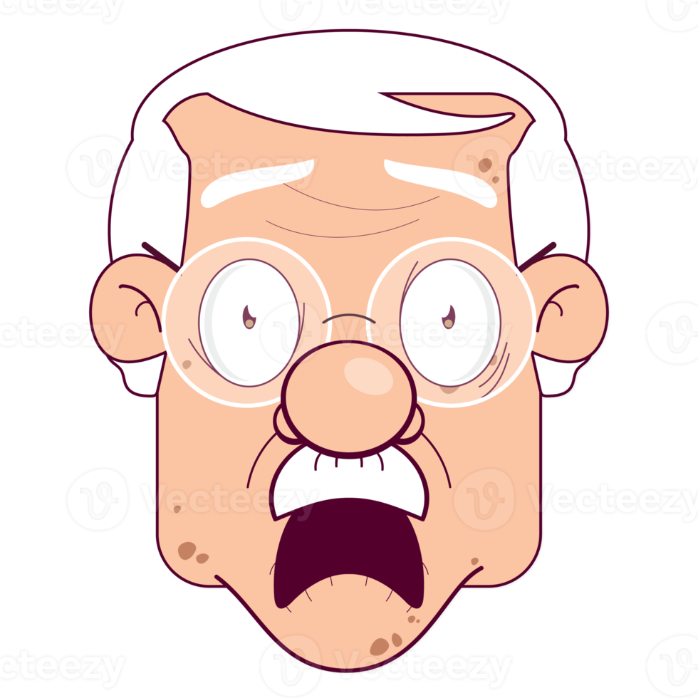 oldman surprised face cartoon cute png