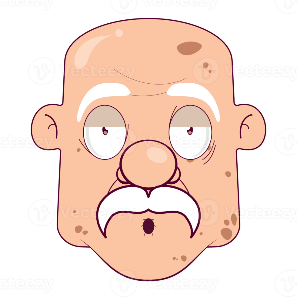 oldman bald boring face cartoon cute png