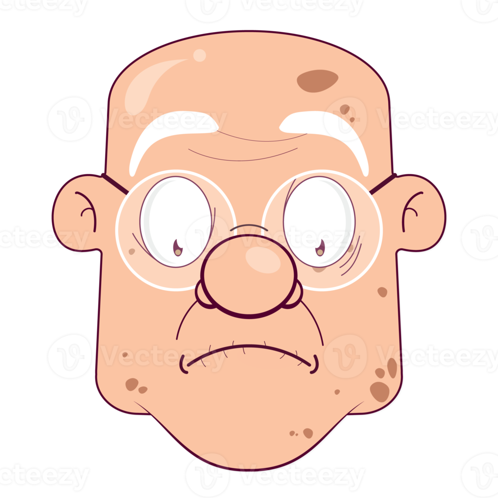 oldman bald doubt face cartoon cute png