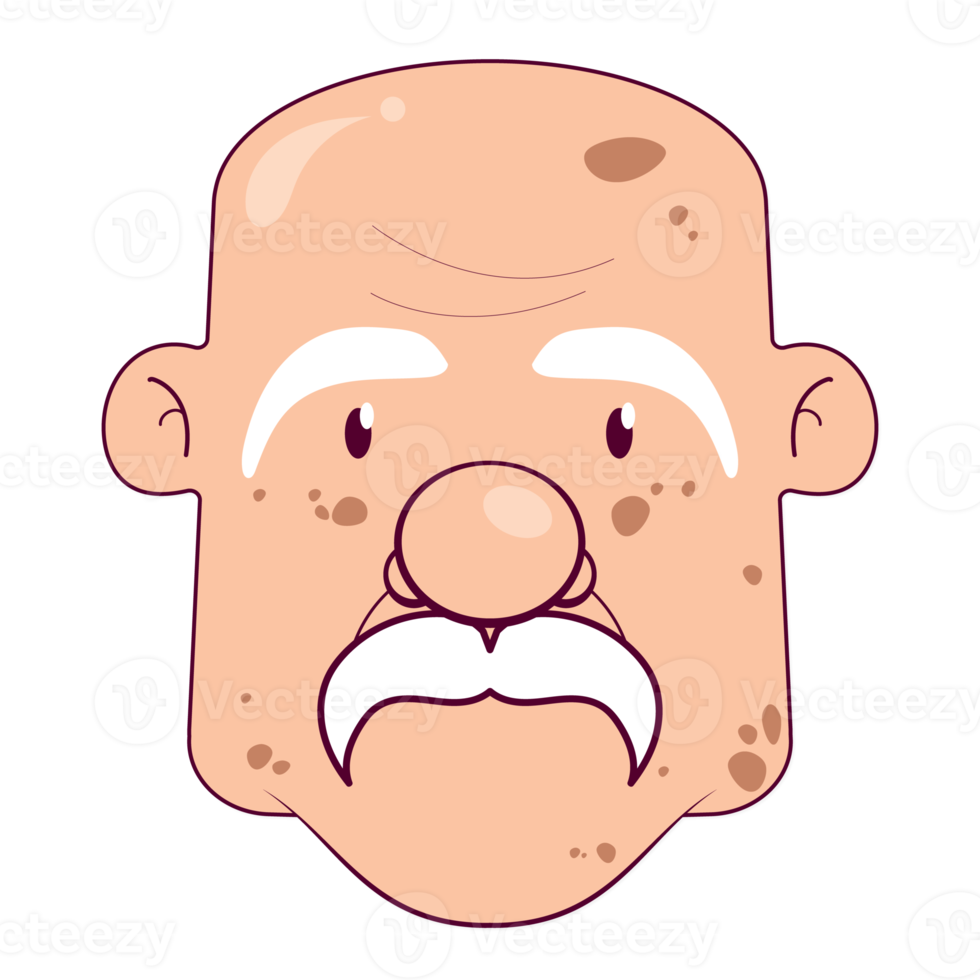 oldman bald happy face cartoon cute png