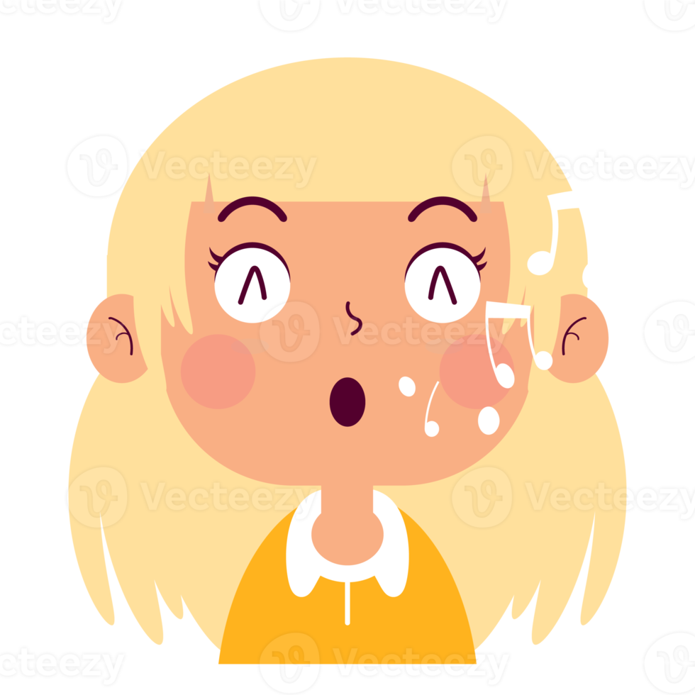 fille sifflement visage dessin animé mignon png