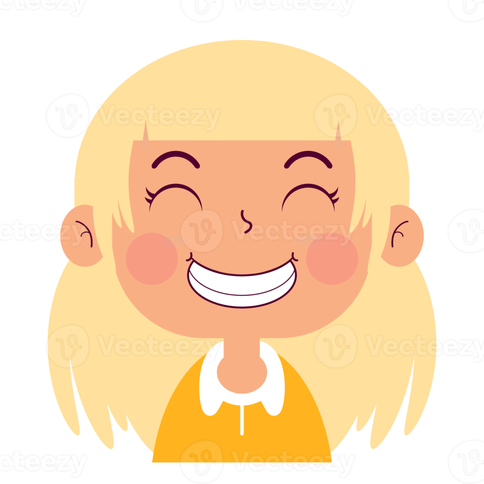 girl happy face cartoon cute png