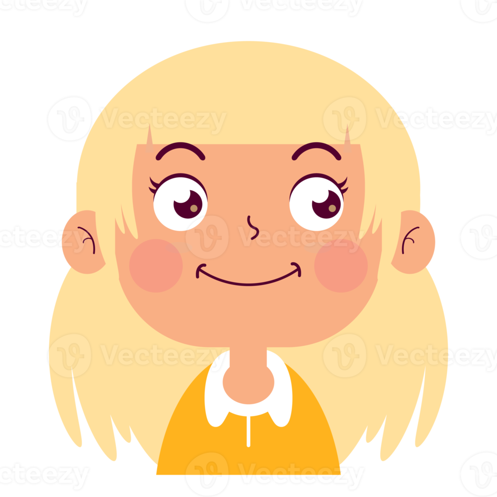 girl happy face cartoon cute png