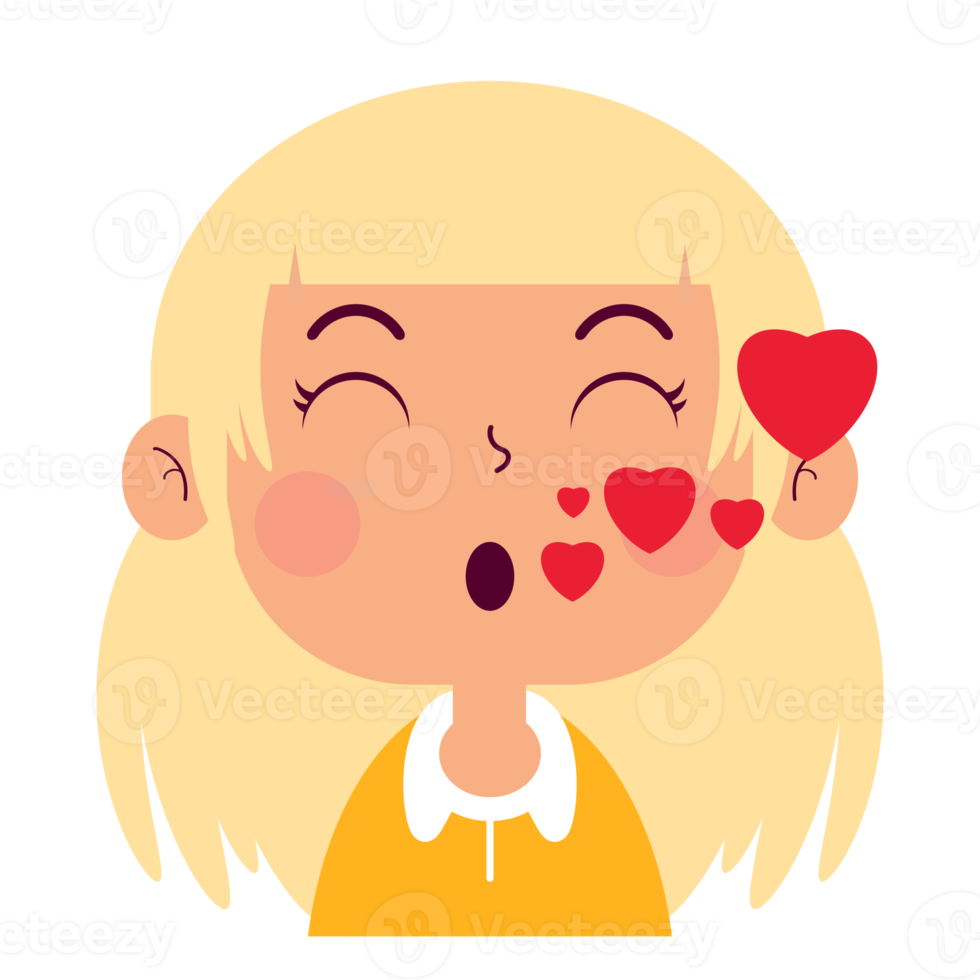 girl in love face cartoon cute png