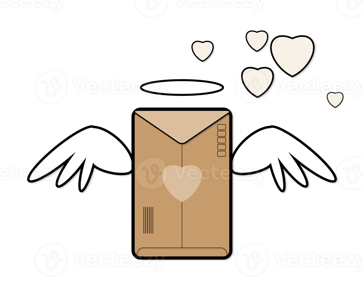 kraft paper angel fly cartoon cute png