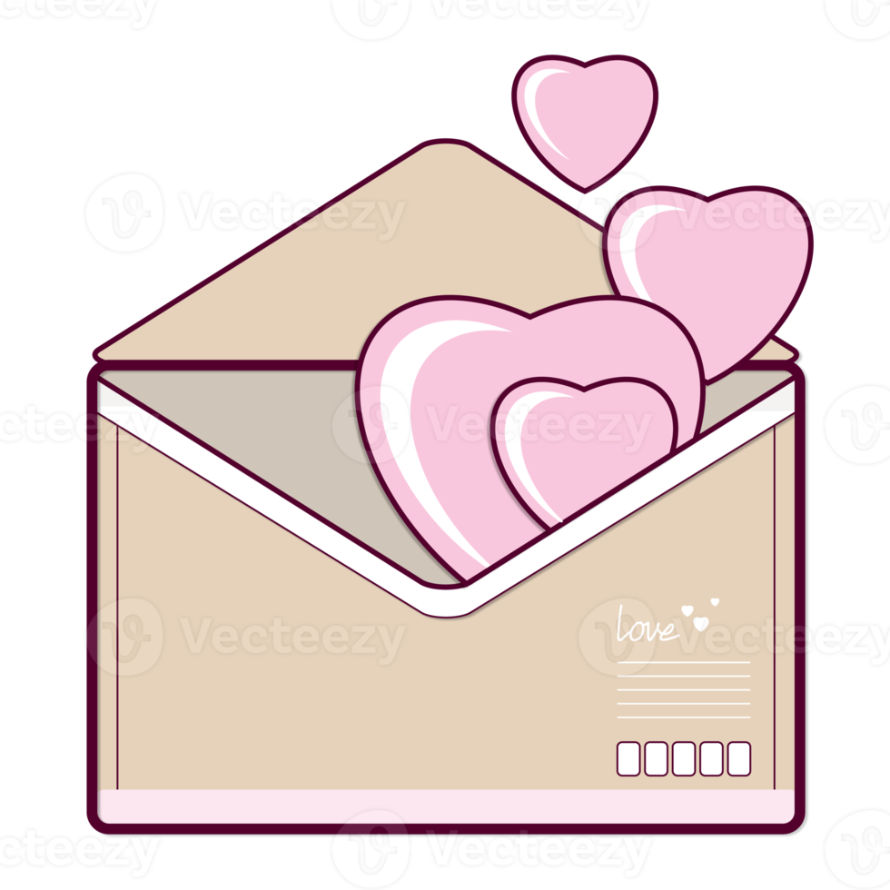 lettre d'amour pour la saint valentin dessin animé mignon png