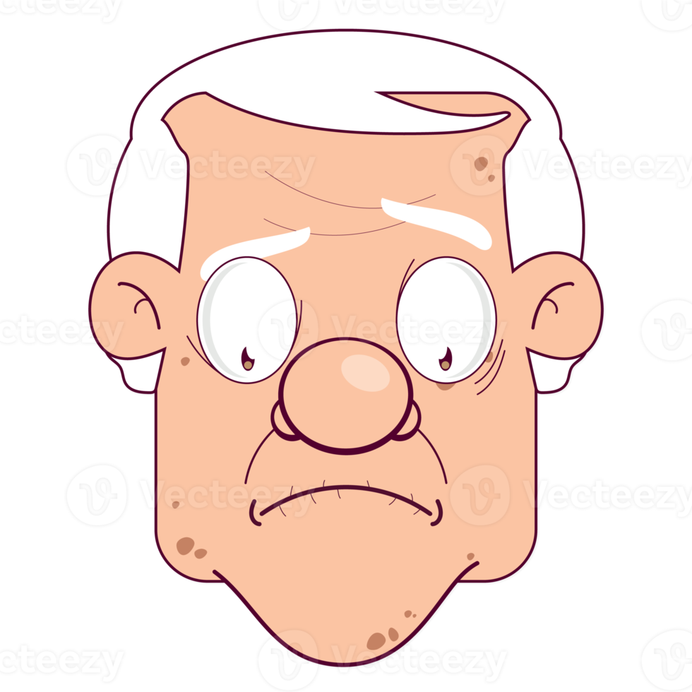 oldman doubt face cartoon cute png