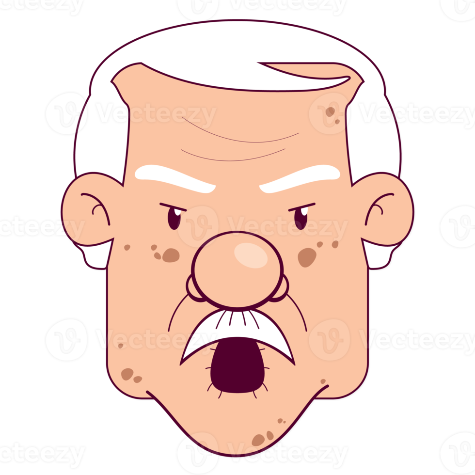 oldman angry face cartoon cute png