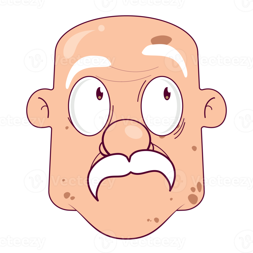 oldman bald doubt face cartoon cute png