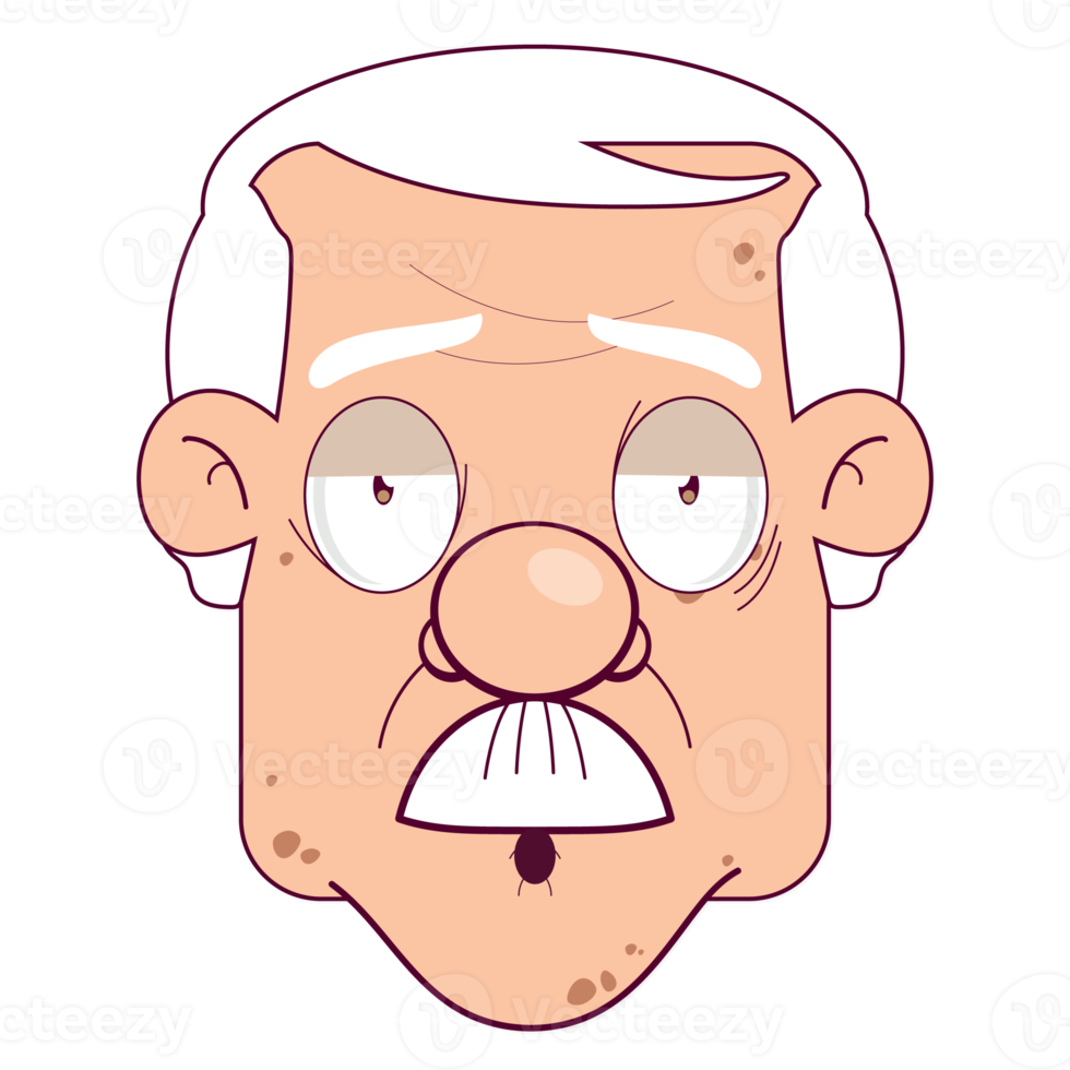 Oldman krankes Gesicht Cartoon süß png