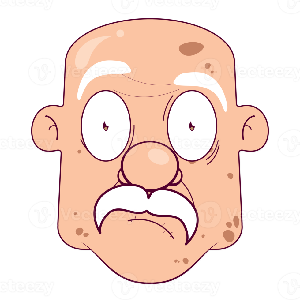 oldman bald doubt face cartoon cute png