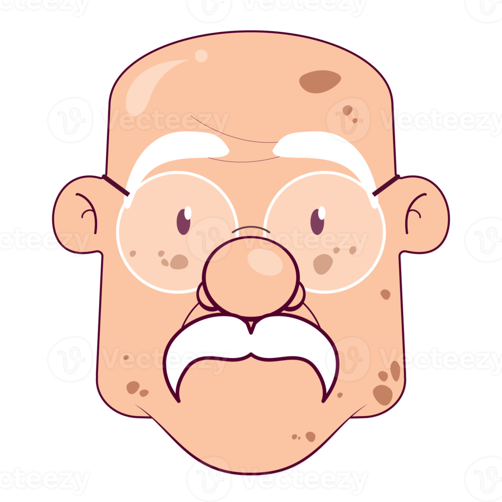 oldman doubt face cartoon cute png