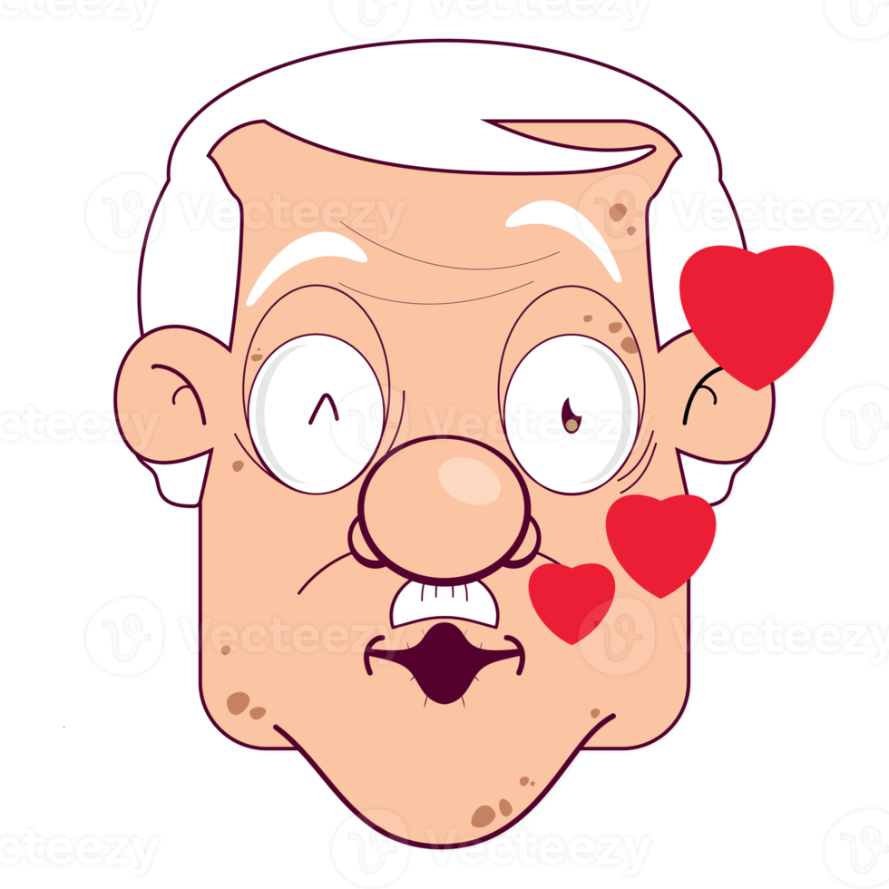 oldman in love face cartoon cute png