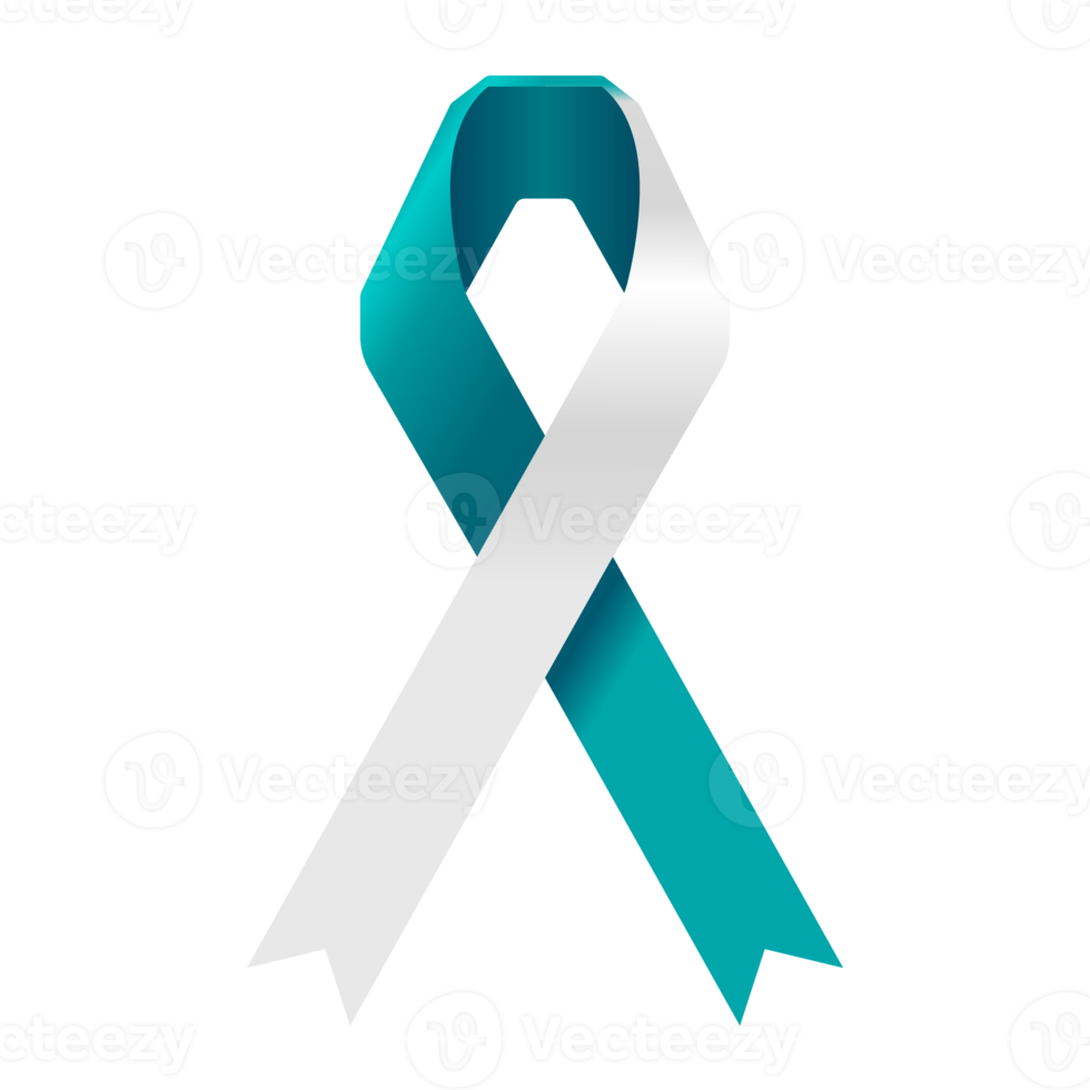 teal and white ribbon for cervical cancer png