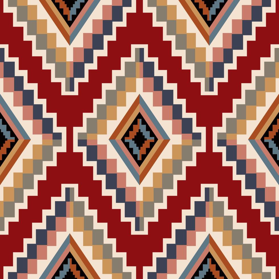 patrón geométrico del suroeste étnico. colorido patrón geométrico en forma de diamante estilo boho azteca. uso de patrón kilim para tela, textil, elementos de decoración del hogar, tapicería, envoltura. vector
