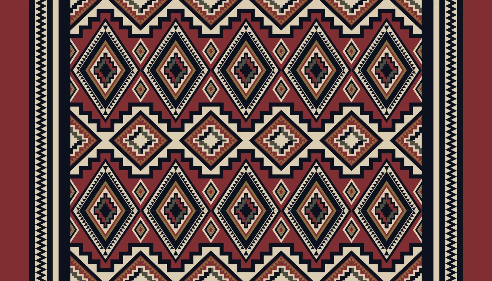Ethnic southwest geometric pattern. Ethnic geometric diamond shape seamless pattern red-black color boho style. Kilim pattern use for carpet, area rugs, tapestry, mat, home decoration elements. vector