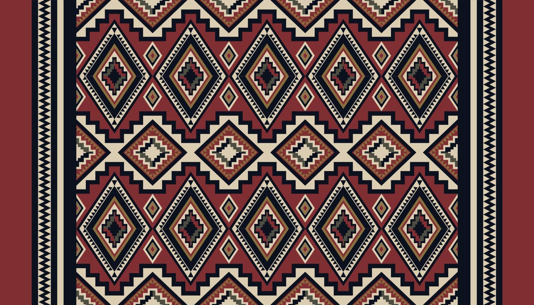 patrón geométrico del suroeste étnico. forma de diamante geométrico étnico patrón sin costuras color rojo-negro estilo boho. uso de patrón kilim para alfombras, alfombras, tapices, alfombras, elementos de decoración del hogar. vector