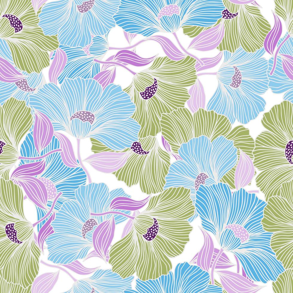 fondo sin fin de la flor del esquema del vintage. delicada línea floral de patrones sin fisuras. vector