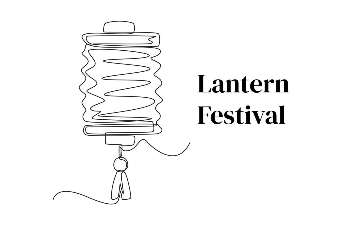 Continuous one line drawing hanging lantern icon. Lantern festival concept. Single line draw design vector graphic illustration.