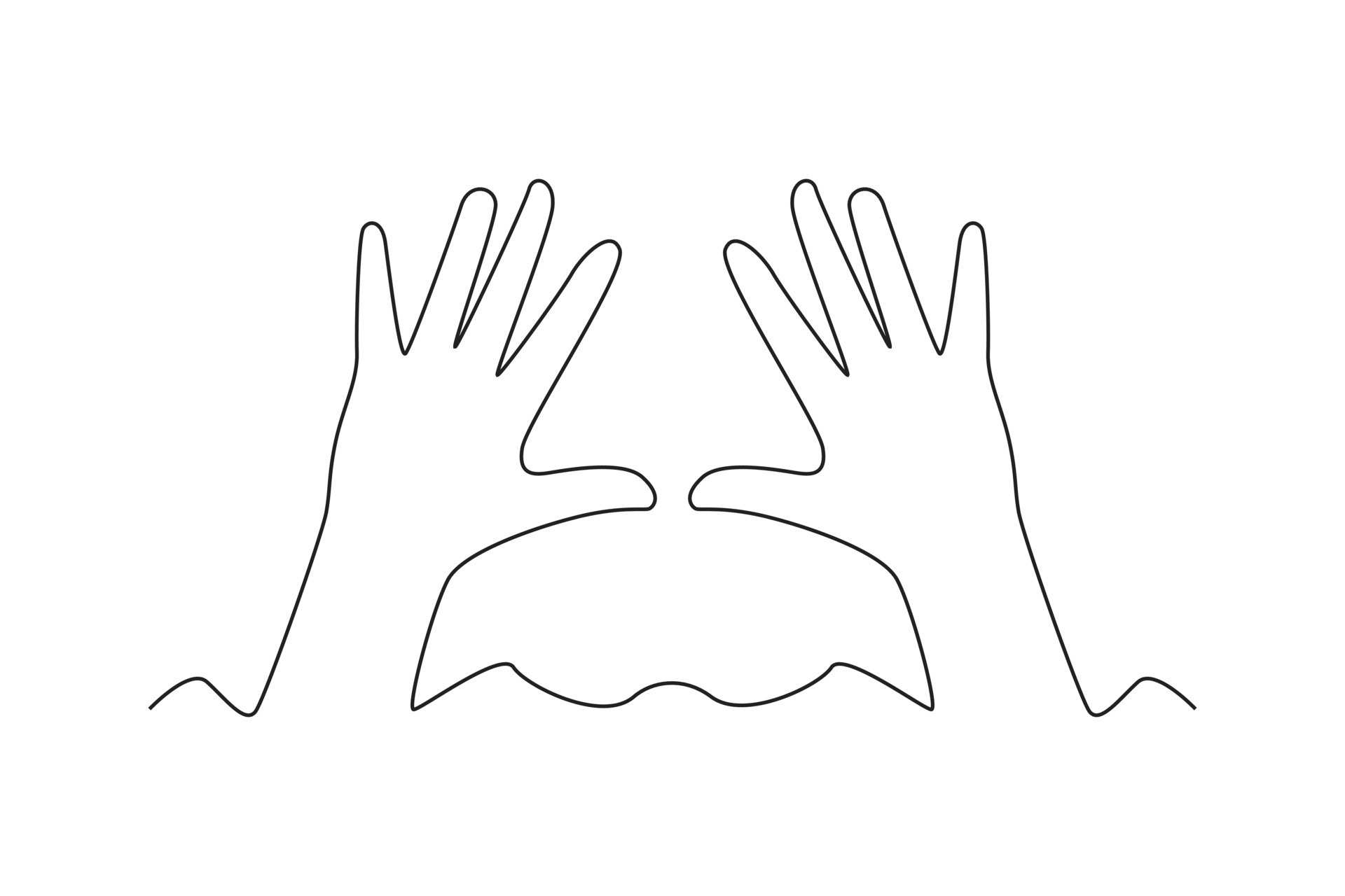 Continuous one line drawing children's hands. Children's hands. Kids