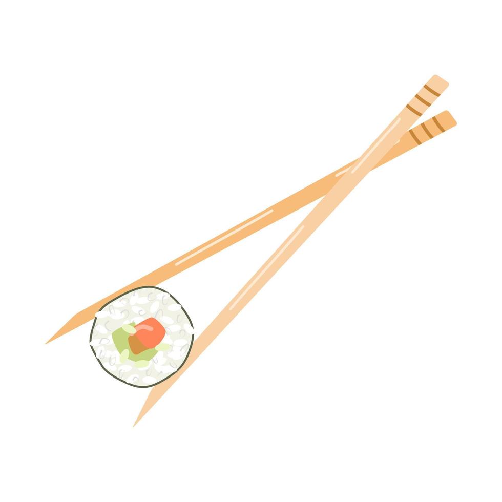 avocado rolls on bamboo rice sticks separately on a white background vector