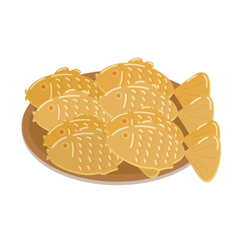 pasteles en forma de pescado con pasta de frijol rojo vector