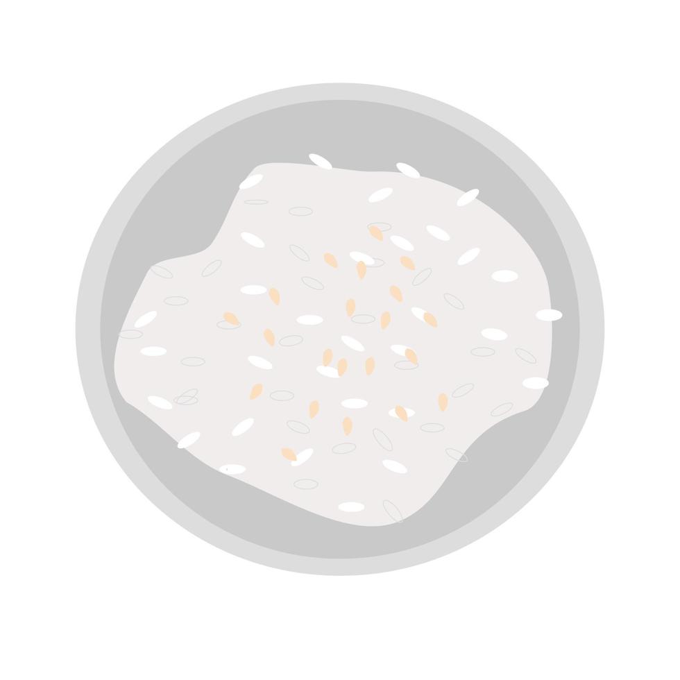 rice on coconut milk fried white sesame on a plate vector